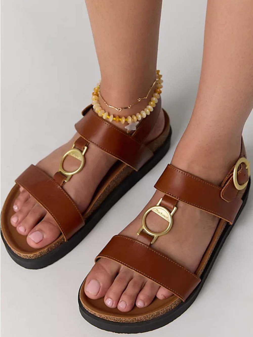 NWT Barbour Gwen Sandals in Brown